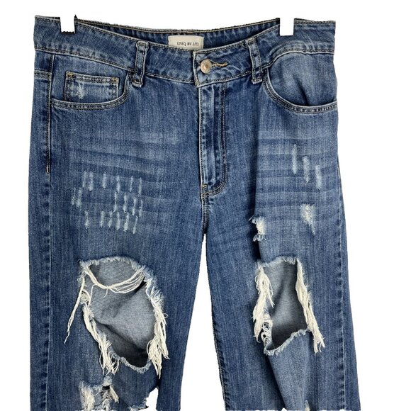 Uniq by Litz Distressed Flared Jeans Women's Size 27 - Picture 1 of 14